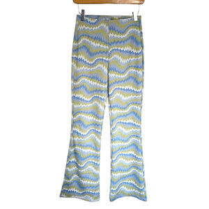 Urban Outfitters blue green‎ wavy printed pull on flare pants